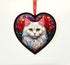 Persian Cat Stained Glass Effect Heart Suncatcher